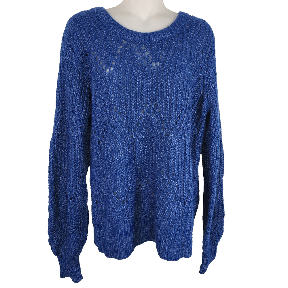 Abercrombie & Fitch Womens Wool Alpaca Blend Sweater Blue Knit Long Sleeve Large